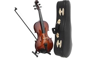 JADPES Hand Made Wooden Mini Violin, 7.9in Mini Musical Instrument Model Ornaments With Gift Box - Small Violin Toy for Home Decoration
