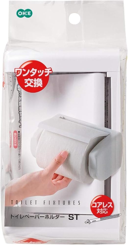 Amazon Co Jp オーエ ペーパーホルダー 白 縦10 1 横17 4 高さ8 5cm トイレ St コアレス 対応 ワンタッチ 交換 簡単 取り付け ホーム キッチン