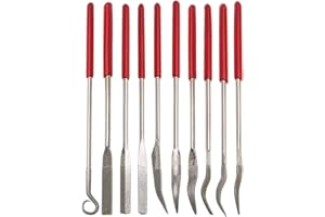 YAKAMOZ 10 Pcs Assorted Mini Diamond File Set Flat Needle Square Round Shape Rifler Files for Metal Jewelers Glass Wood Carving Craft Handy Curved Files Tool - 3x140mm