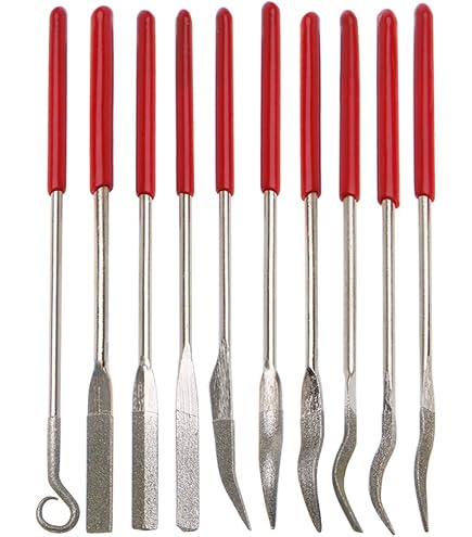 SeonFook 10-Piece Mini Diamond Needle File Set – 4-Inch Length, Alloy Steel With Diamond Coating, Non-Slip Handles For Jewelry, Glass, Metal & Stone