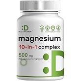 Deal Supplement Magnesium Complex 500 mg Per Serving, 240 Veggie Capsules | 10-in-1 with Chelated Glycinate, Citrate, Malate, Taurate &amp; More. Essential Mineral Supplement for Women &amp; Men. Non-GMO.