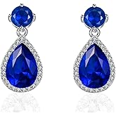 VONSSY Drop Dangle Earrings | Gemstones Waterdrop Teardrop White Gold Plated Crystal Hanging Cubic Zirconia Hypoallergenic Earrings | Stylish Jewelry Gift for Mother Daughter Wife