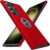JAME for S23 Ultra Case, Slim Soft Bumper Case for Galaxy S23 Ultra, with Ring Holder Kickstand for Samsung S23 Ultra Cover, Military-Grade Protection for Samsung Galaxy S23 Ultra Case, Red