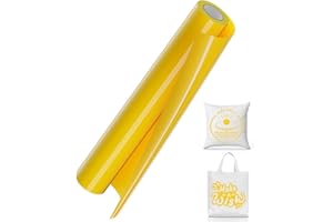 LOFFA Yellow HTV Vinyl Rolls, Heat Transfer Vinyl for T-Shirt, 12'' X 10ft Yellow Iron on Vinyl Compatible with Cricut and All Cutting Machines, Heat Press Vinyl for Fabric Craft DIY