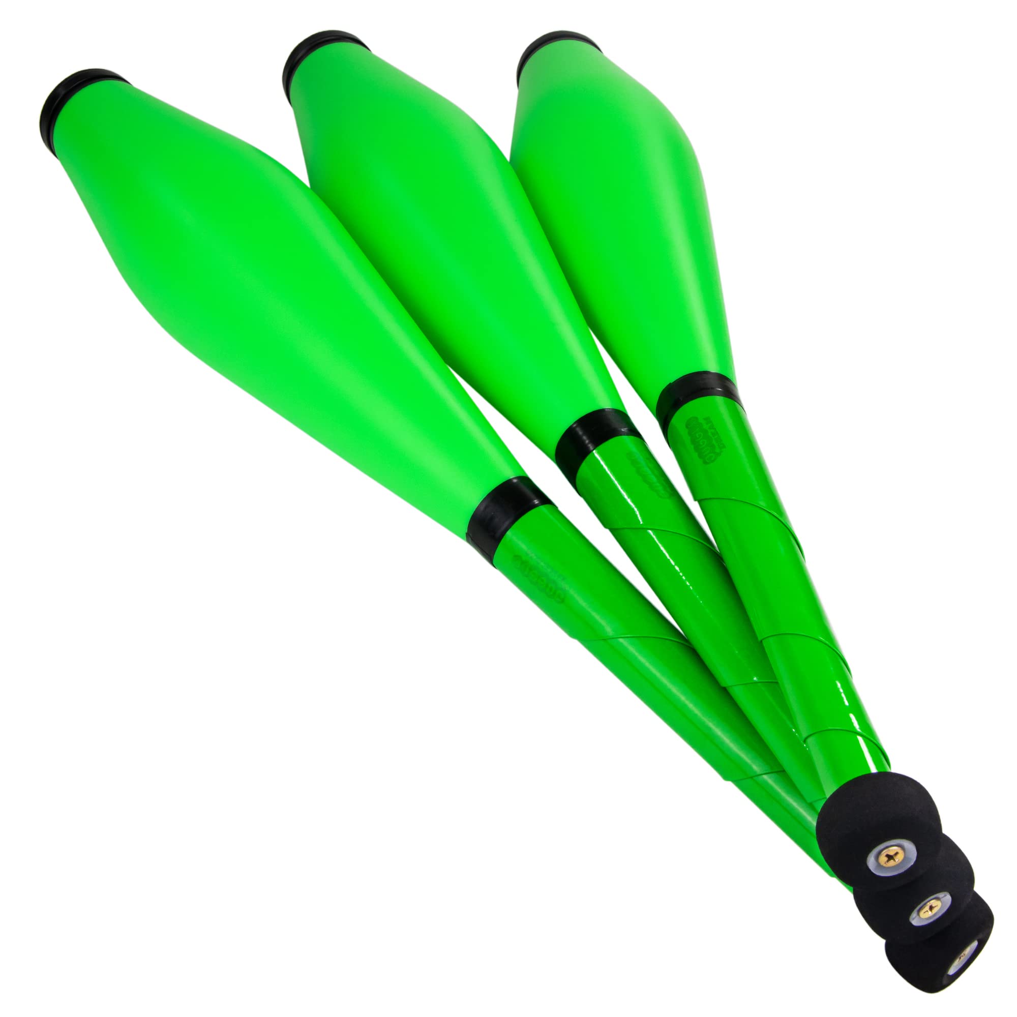 Juggle Dream Neon UV Street Juggling Clubs Set of 3 Great Trainer Club - Juggling Set for Beginners and Advanced Jugglers (All Green)