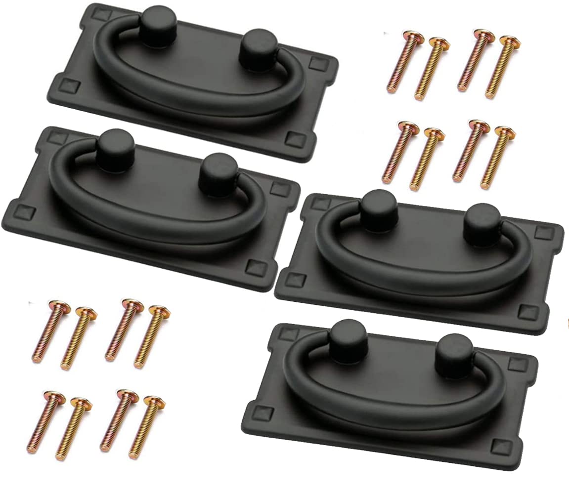 DUDUA 4 Pieces Vintage Drawer Pull Handles, Antique Brass Cabinet Door Furniture Handle for Cupboard Drawer Cabinet Kitchen Decoration with Screws (Black)