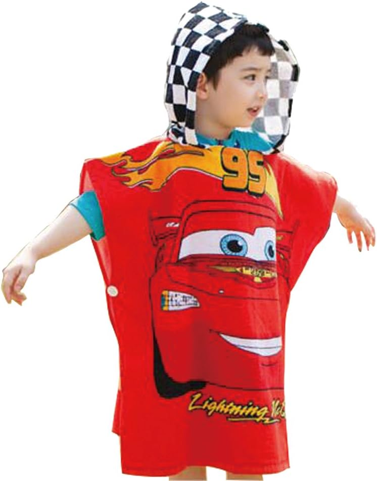 Kids Hooded Towel Wrap for Bath, Pool or Beach (Red Car)