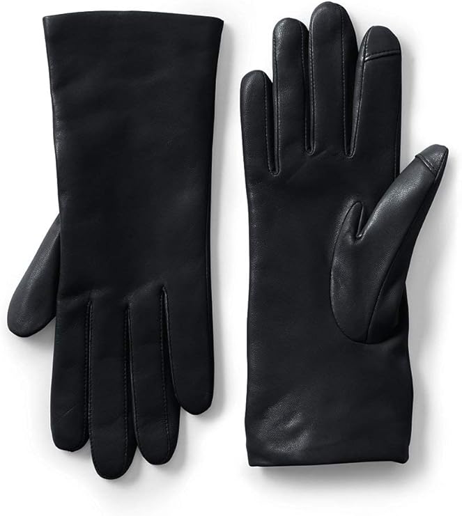 Lands' End Women's EZ Touch Screen Cashmere Lined Leather Gloves at Amazon Women’s Clothing store