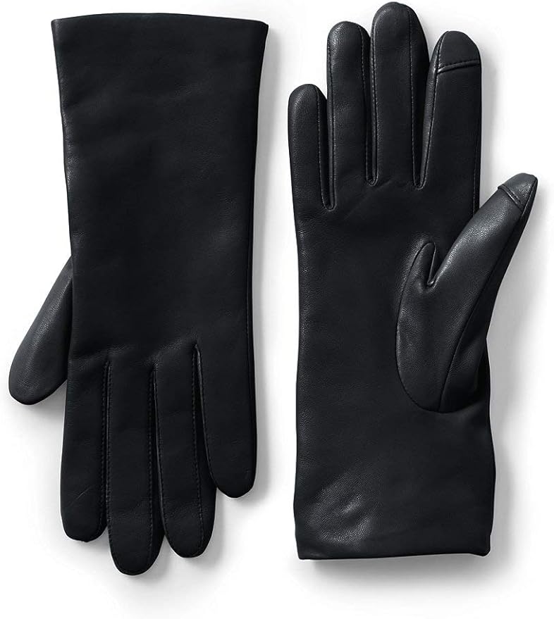 Lands' End Women's EZ Touch Screen Cashmere Lined Leather Gloves at Amazon Womenâs Clothing store