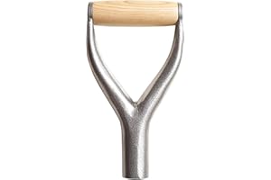 SYCOOVEN Metal Shovel D Grip Handle, Replacement Wooden Grip Spade for Garden Digging Raking Tool, 3.1cm/1.22inch Inner Diame