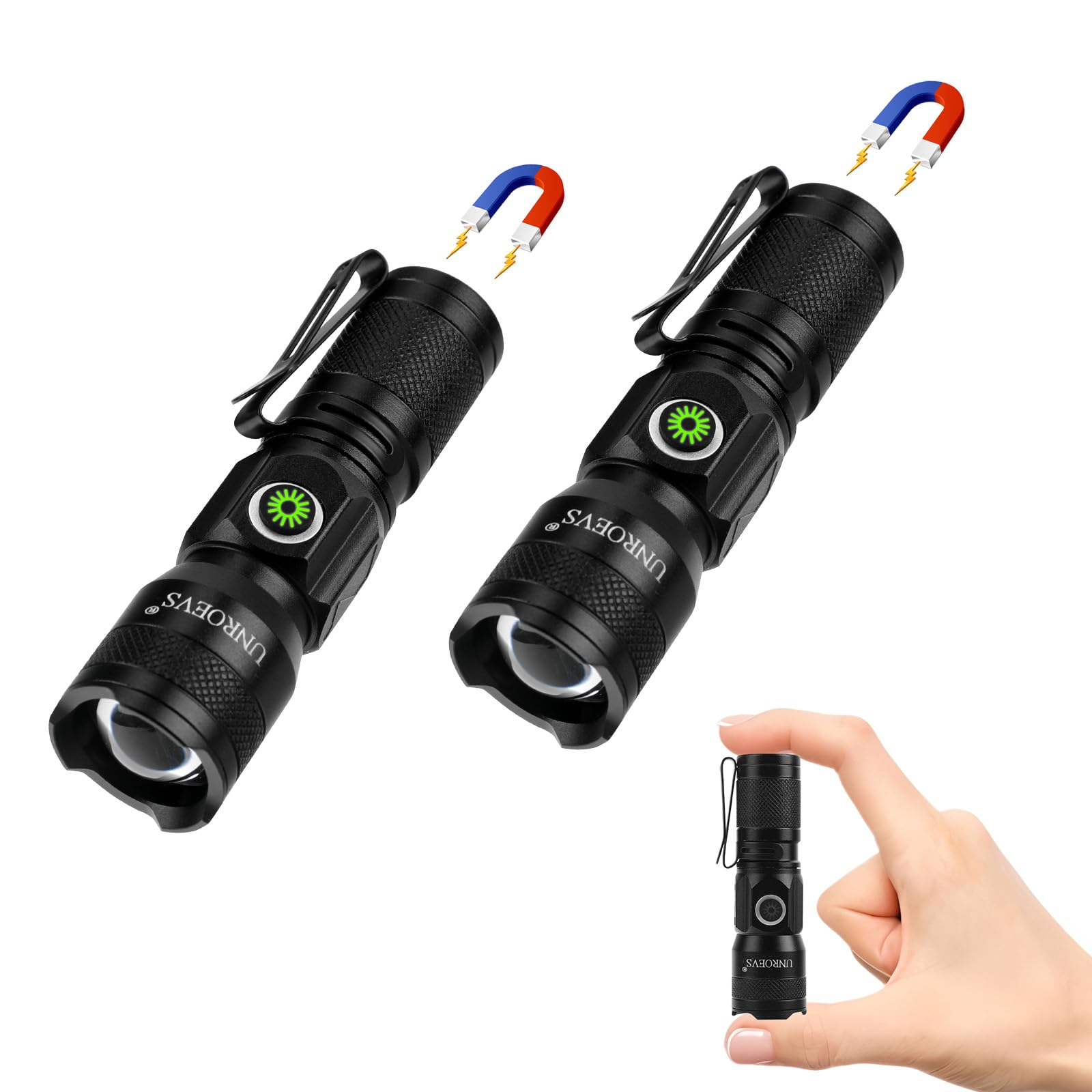 Photo 1 of UNROEVS Rechargeable EDC Flashlight with Magnet,Pocket Flashlights High Lumens with Clip,1200 Lumens Compact LED Small Light and Long Range,Mini Flash Light for Everyday Carry. (2)