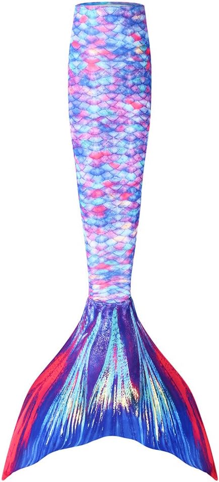 Planet MermaidGirls Kids 3 Piece Vivid Colour Swimming Mermaid Tail, Crop Top & Wear-Resistant Magic Fin Monofin (Included)