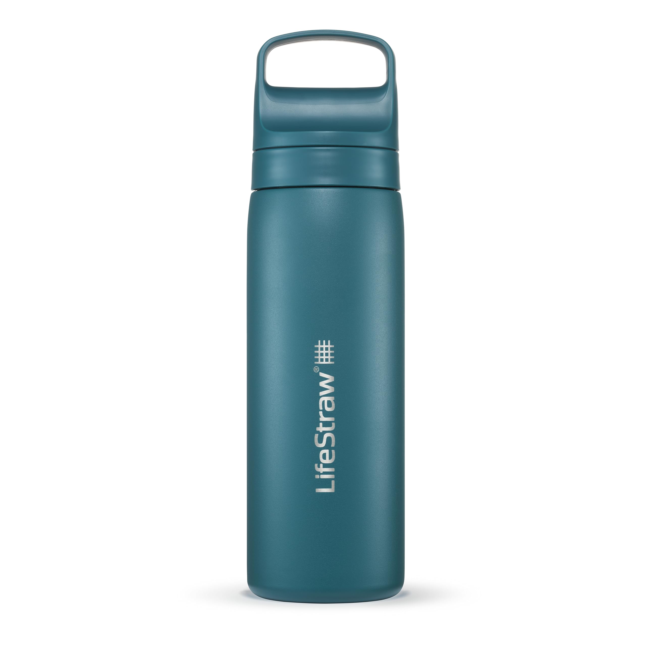 LifeStraw Go Series – Double Wall BPA-Free Vacuum Insulated 18 oz Stainless Steel Water Filter Bottle for Travel and Everyday use; Laguna Teal — image 1