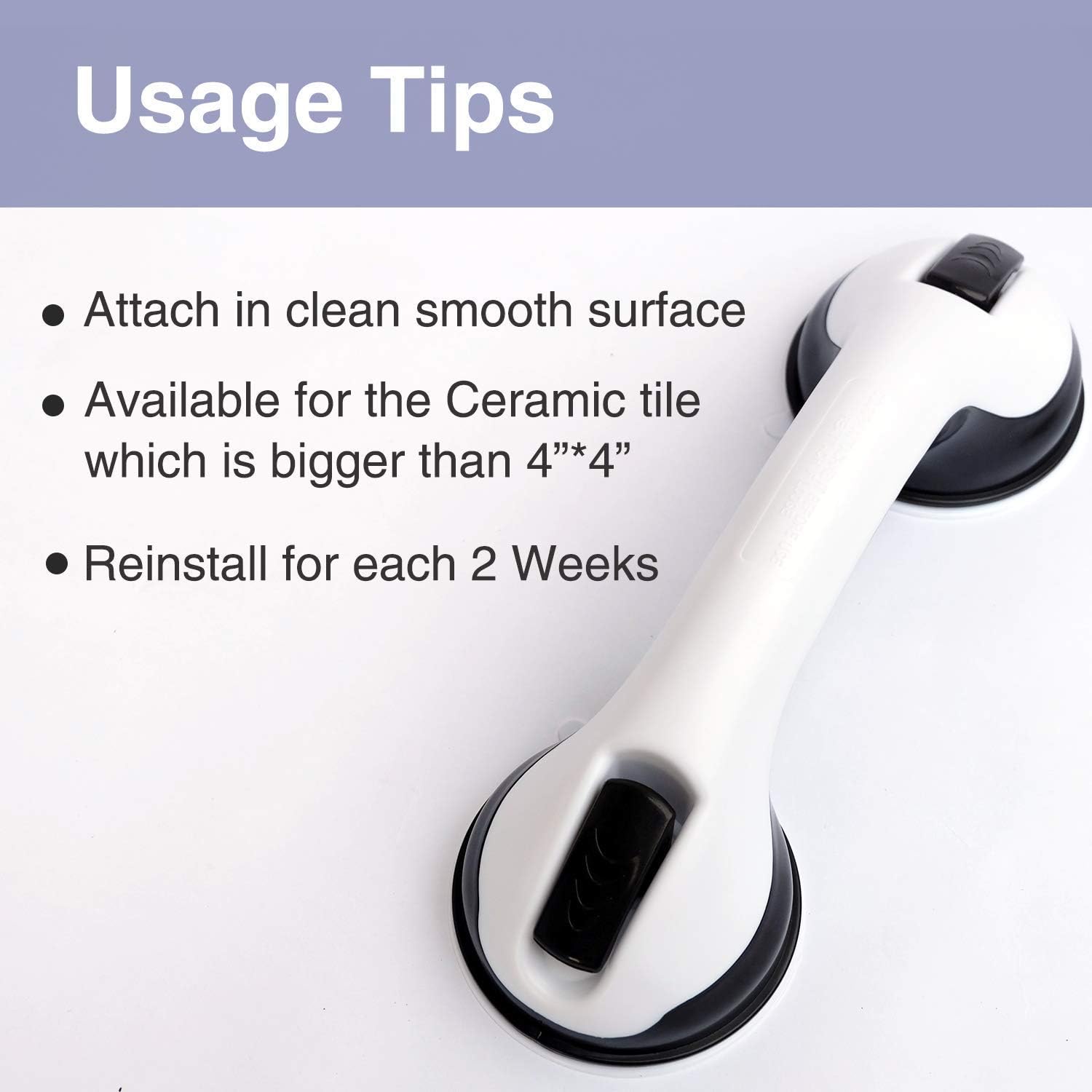 12" Suction Grab Bars 2 Pack, Shower Handles for Handicap, Elderly, Disable, Senior, Bathroom Balance Bar Safety Hand Rail Support for Tub, Showers, Bathtubs, Walls, 4" Cup: Health & Personal Care