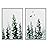 SIGNWIN 2 Piece Framed Canvas Wall Art Nordic Style Abstract Trees Canvas Prints Home Artwork Decoration for Living Room,Bedroom - 16"x24"x2 Panels