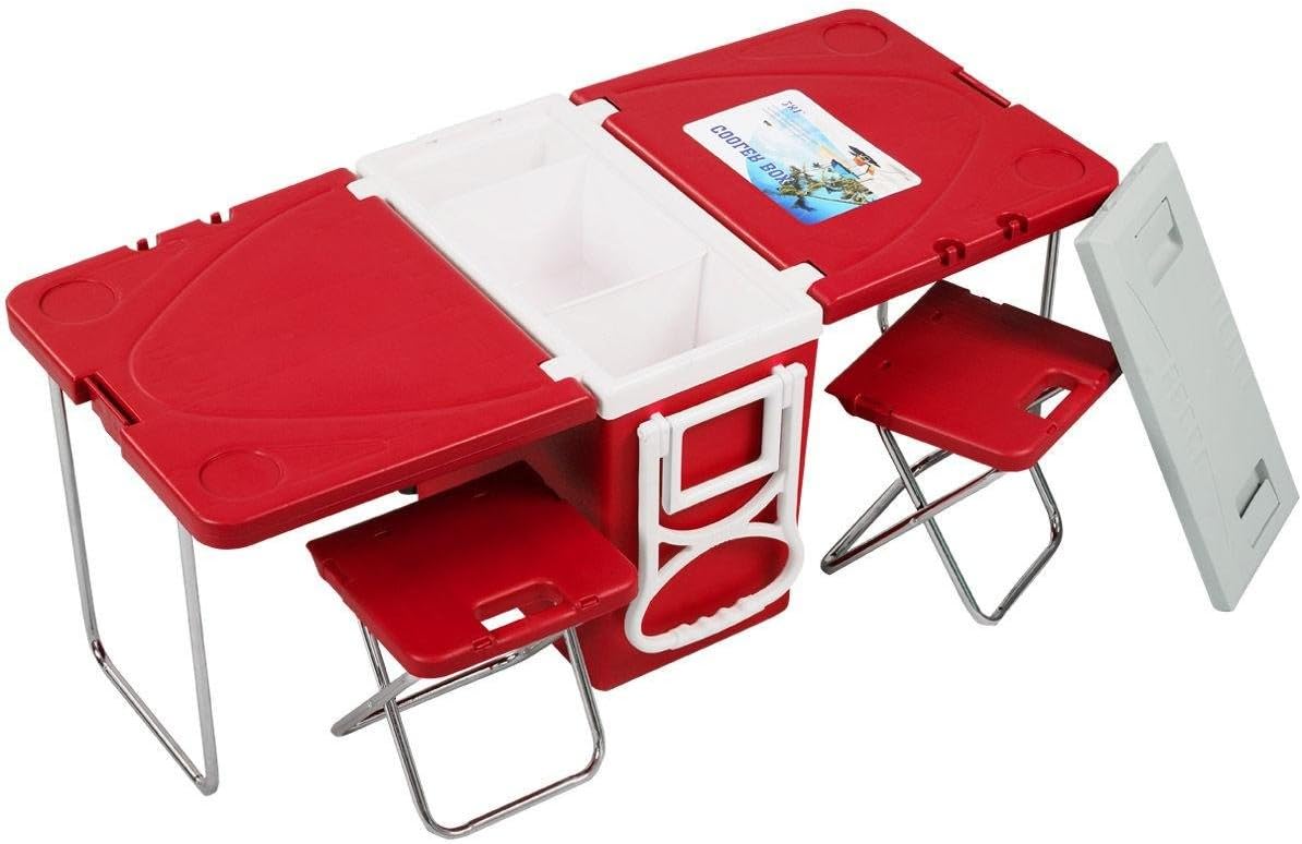 cooler with table and chairs