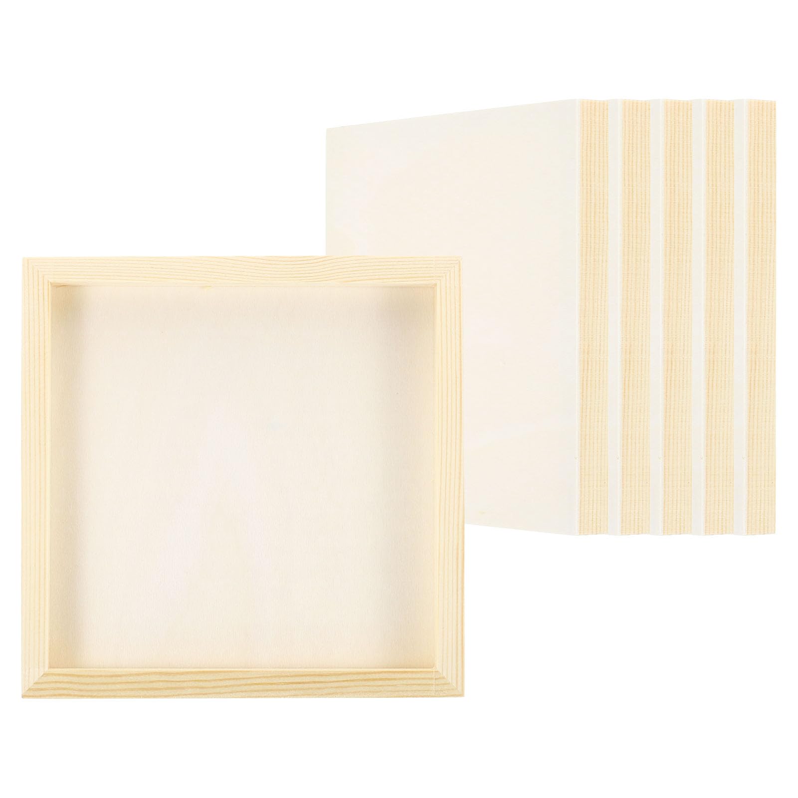PATIKIL 8"x8" Wood Panels Board, 6 Pack Unfinished Square Art Wood Canvas Panel Painting Boards for DIY Craft Painting Use, Wood Color