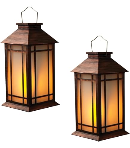 Faroles De Vela LED Vintage Bright Zeal - 2 Unidades, IP44 Impermeable, Temporizador 6h, Oro Envejecido
