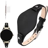 XIW Compatible for 8mm Fossil ES2829 ES2830 ES3060 ES3076 ES3077 women Leather Watch Band Replacement for men Wirstband Strap Bracelet, Black