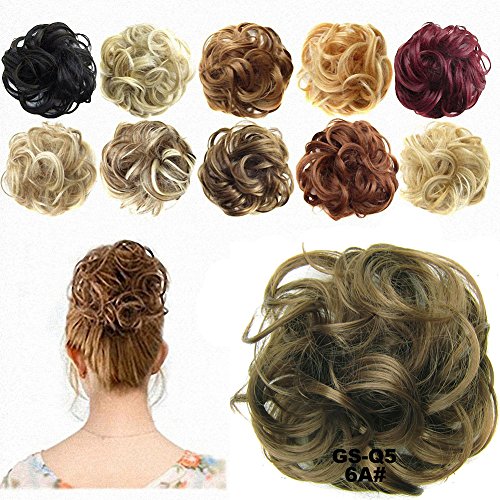 FESHFEN Scrunchy Scrunchie Hair Bun Updo Hairpiece Ponytail Extensions Hair Extensions Wavy Curly Messy Hair Bun Extensions Donut Hair Chignons Hair Piece Wig-6A#