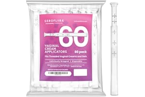 SEROVERA Seroflora Disposable Vaginal Cream Applicators - Fits Preseed, Premarin, Estrace, and Most OTC Gels, Lubricants, and Creams - Threaded End, Comfort Tip, and Dosage Markings (60 pack) Made in USA.