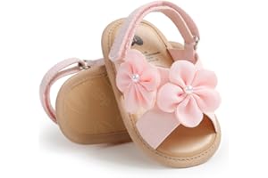 GDSDYM Infant Baby Girls Summer Sandals with Flower Bowknot Soft Sole Wedding Dress Flats Newborn First Walkers Crib Dress Shoes