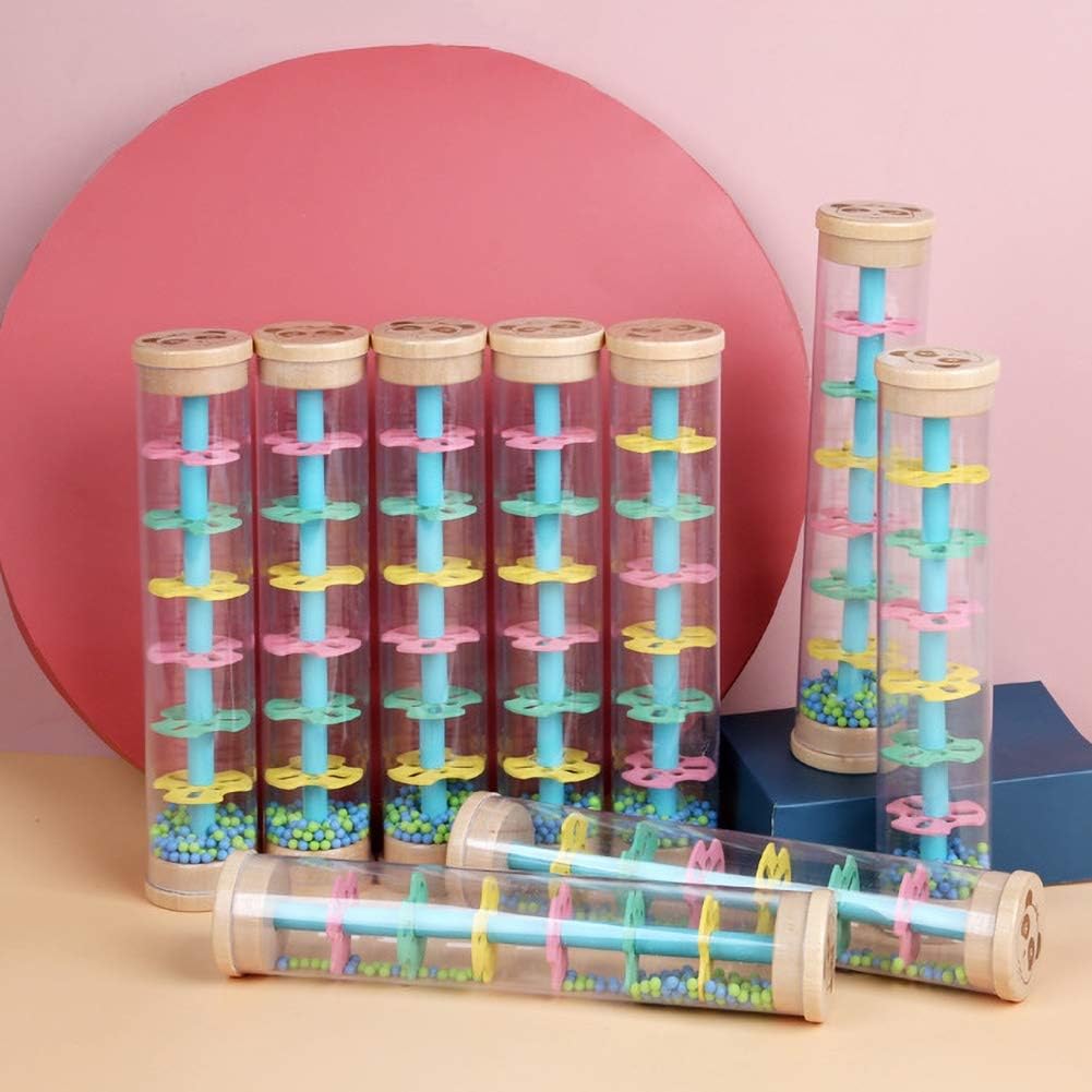 FOReverweihuajz Kids Colorful Rainbow Hourglass Rainmaker Percussion Instrument Early Educational Musical Toy For Children Macaron