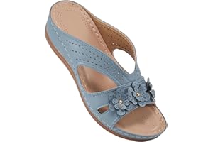 Cathalem Orthopedic Sandals for Women Slip On Dressy Summer Comfortable Slides Sandals Lightweight Memory Foam Platform Shoes