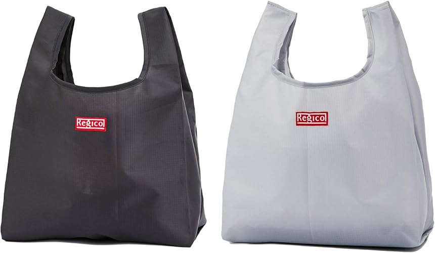 Amazon レジ袋サイズのエコバッグ レジコ エコバック コンビニ コンビニサイズ お弁当 ショッピングバッグ 小さめ コンパクト 折りたたみ レジ マチ付き 買い物 袋 カバン ブラック グレー エコバッグ 買い物バッグ