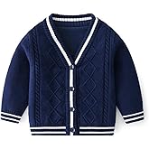 warmstraw Boys Girls School Uniform Cardigan Sweater Soft Cotton V-Neck Soft Cotton Knit Outerwear