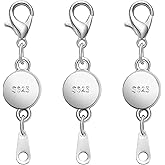 S925 Silver Magnetic Jewelry Clasps, Round Necklace Clasps and Closures, Gold Silver Magnetic Clasp Converter for Jewelry Making Supplies (3silvery)