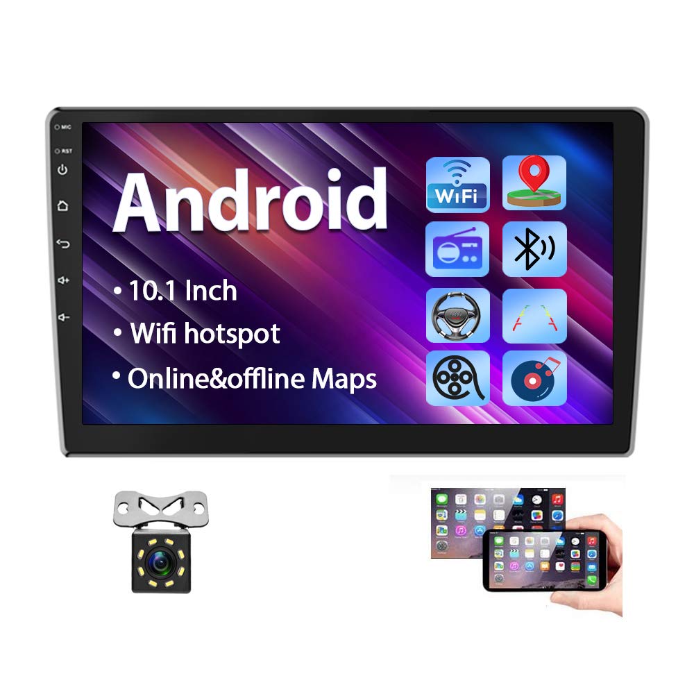 Podofo 10 1 Inch Android Car Stereo Double Din Gps Car Radio 2 5d Hd Tempered Glass Mirror Multimedia Mp5 Player Support Bluetooth Wifi Fm Radio Dual Usb Mirror Link With Backup Camera Buy
