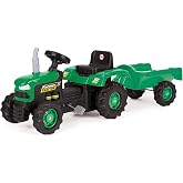 DOLU Pedal Operated Toy Tractor with Trailer for Ages 3 Years and Up, Green | Ride-On Farm Tractor Toy with Horn and Steering Wheel for Kids, Indoor and Outdoor Imaginative Playtime