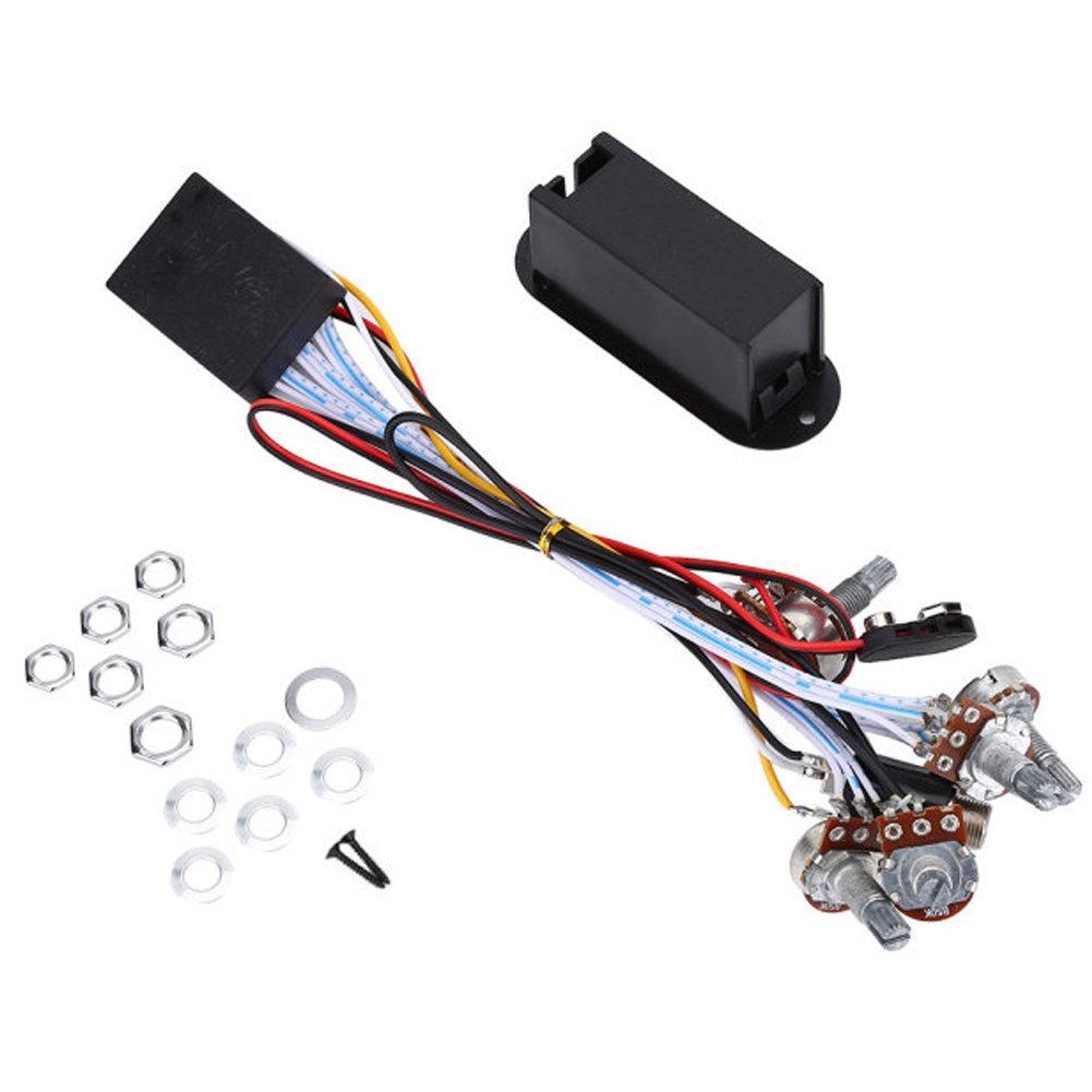 Dilwe Circuit Pickup, Guitar Bass 3 Band Active EQ Equalizer Preamp Circuit Pickup Guitar Bass Tone Control with Fittings
