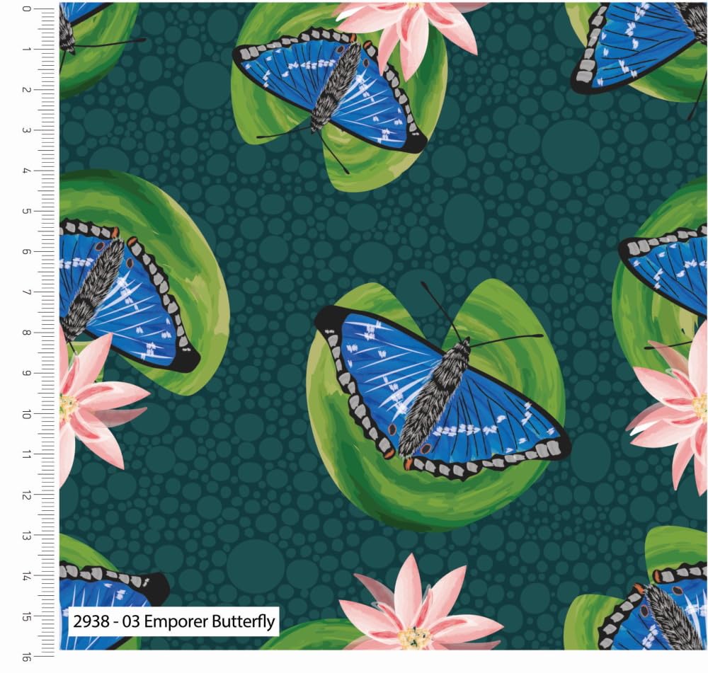 Make + Believe Fabrics 110cm Wide 100% Cotton British Waterways Sarah Payne Organic Digital Prints Premium Cotton Fabric (Emporer Butterfly, 1 Metre Pre-Cut)