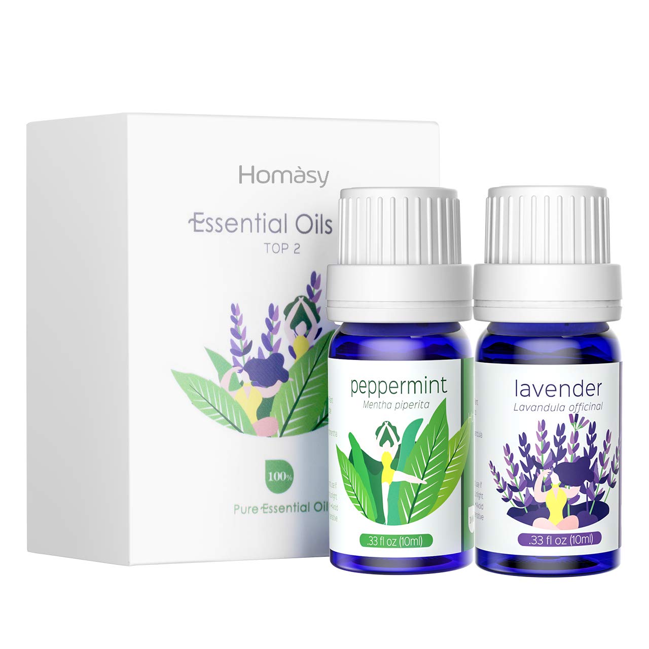 Homasy Essential Oils, Lavender and Peppermint Oils, 100 Pure