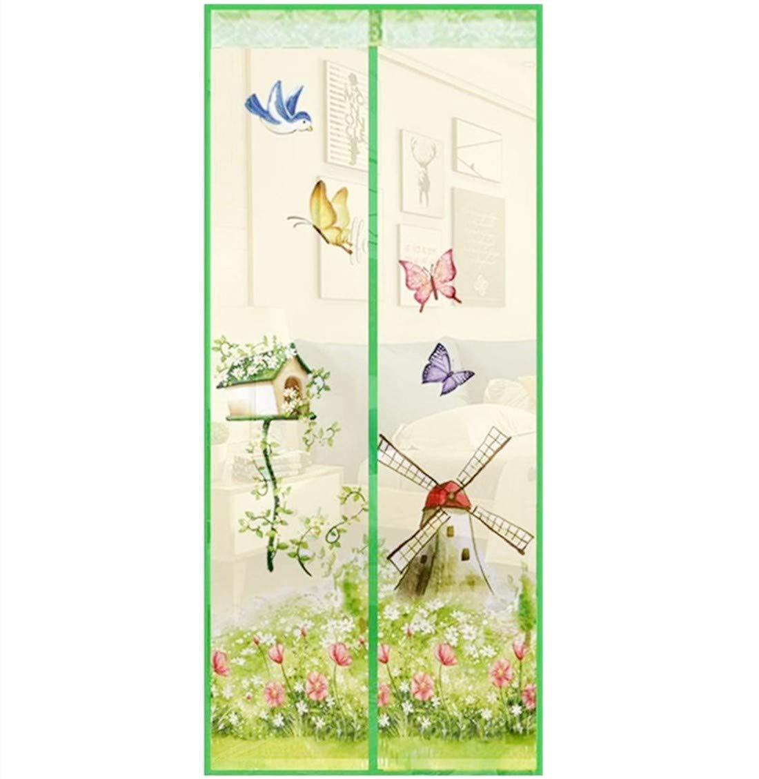 Magnetic Door Magnetic Insect Door Screen Door High Density Curtain Fly Bug Mosquito Mesh Curtain Size:90 * 210cm (color3) Green