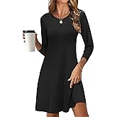 MOLERANI Women's Casual Simple Long Sleeve T-Shirt Loose Dress