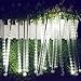 LALAPAO Outdoor White LED Meteor Shower Rain Lights, 8 Tubes 288 LED, Solar Powered, Waterproof, Modern Style, Xmas & Birthday Party Decor