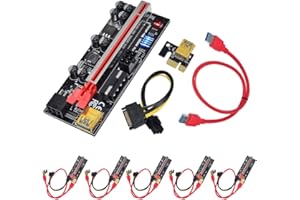 PCIE Riser Card 1X to 16X GPU Risers with 8 PCS Solid Capacitors for Ethereum Bitcoin Miner Rigs, 24Inches USB 3.0 Cable Upgr