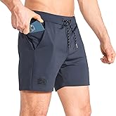 BROKIG Men's Lightweight Gym Shorts with Zip Pocket,Stretch Fitted Quick Dry Athletic Shorts Men for Workout Exercise