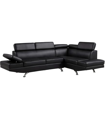 Amazon.com: Poundex Sectional Sofa, Black : Home & Kitchen