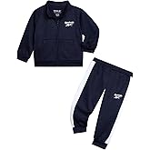 Reebok Toddler Boys Tracksuit Set - 2 Piece Athletic Tricot Full Zip Up Track Jacket and Boys Sweatpants Playwear Joggers Set