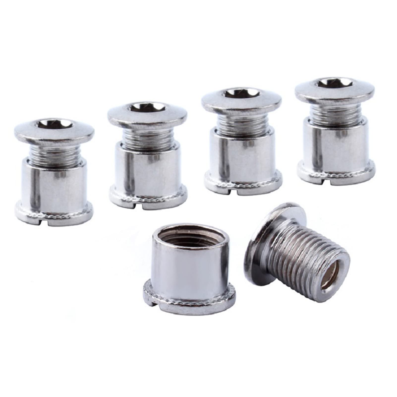 Yundxi 5 Sets Chainring Bolts Nuts Bicycle Crankset Accessories Steel Cycling Disc Screws For Road Bike Mountain Bike BMX MTB (Silver M8*10.4MM)