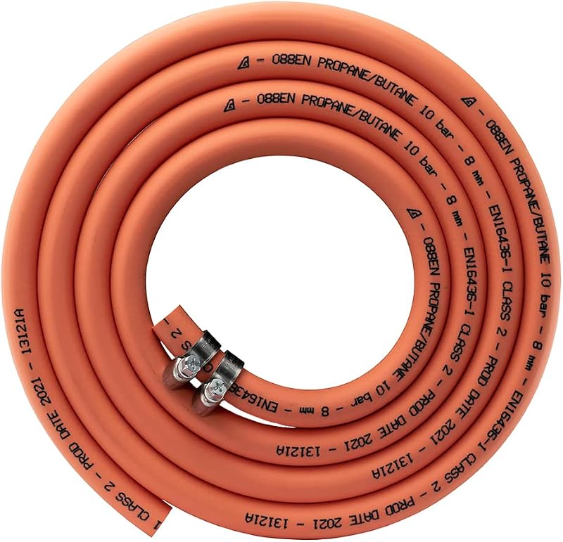 Cost Wise 3m 8mm British Gas Pipe Propane Butane 2025 Stamped Hose Clips