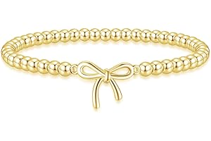 THAIVOR Beaded Bracelet for Women Trendy Stretch Handmade Ball Charm Bracelet Dainty Cross Heart Bow Wave CZ Stackable Jewelry Charm Gifts for Her