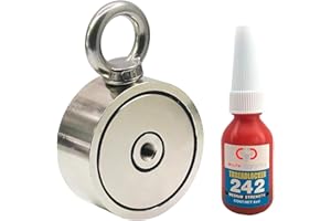 Brute Magnetics 1200 lb Single Sided Fishing Magnet | 2.95" Rare Earth Neodyminum Fishing Magnet| Includes Eyebolt and Threadlocker | Strong Magnets for Fishing in Lakes or River