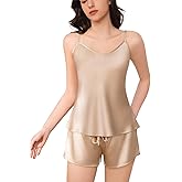 THXSILK Silk Women's Pajama Set 2 Pack 6A+ Grade 100% Mulberry Silk Nightgown Soft Luxury V Neck Cami Shorts Sets Sleepwear