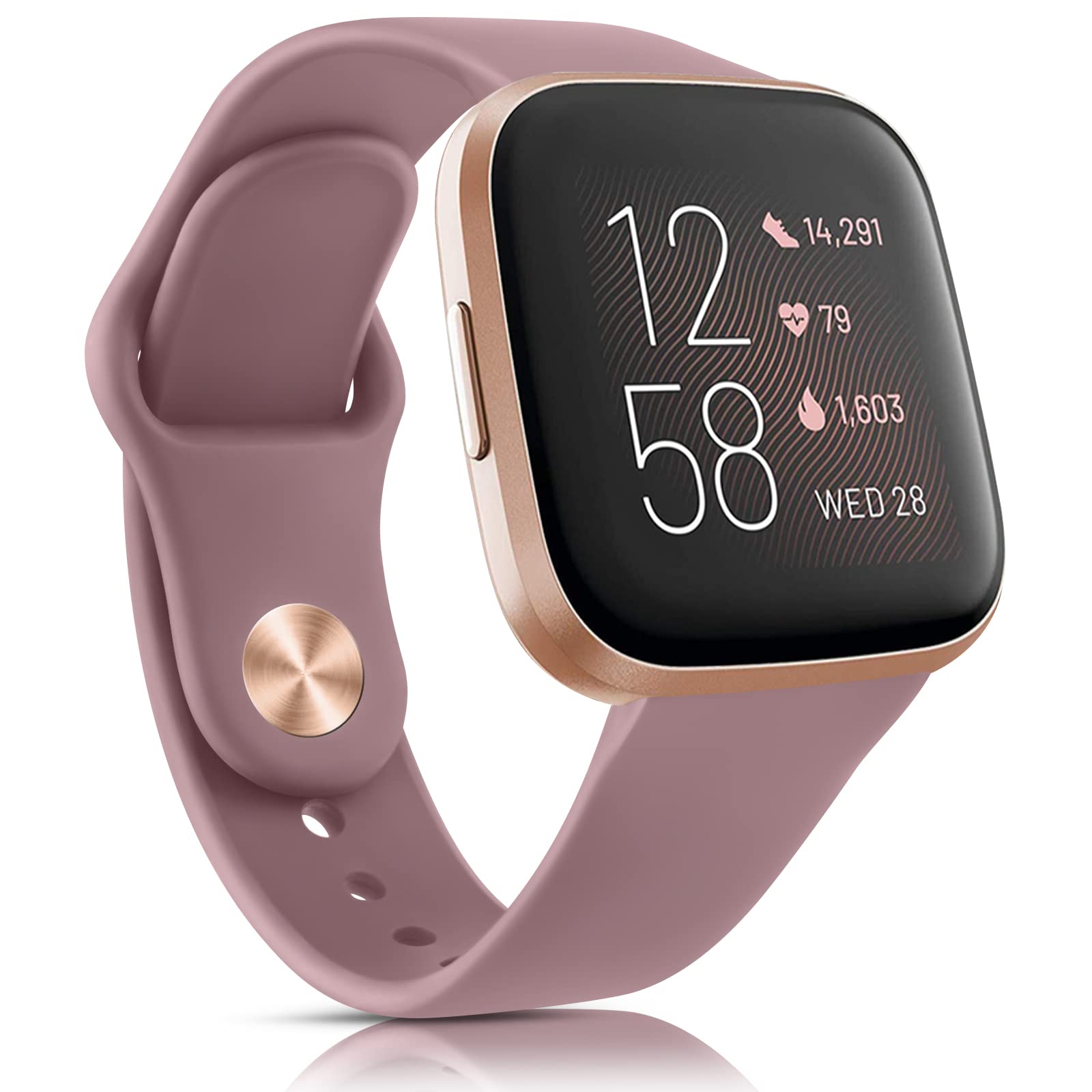Vancle Straps for Fitbit Versa 2 Straps, Classic Silicone Adjustable Replacement Band for Fitbit Versa 2 / Fitbit Versa Lite/Fitbit Versa (Smokepurple)
