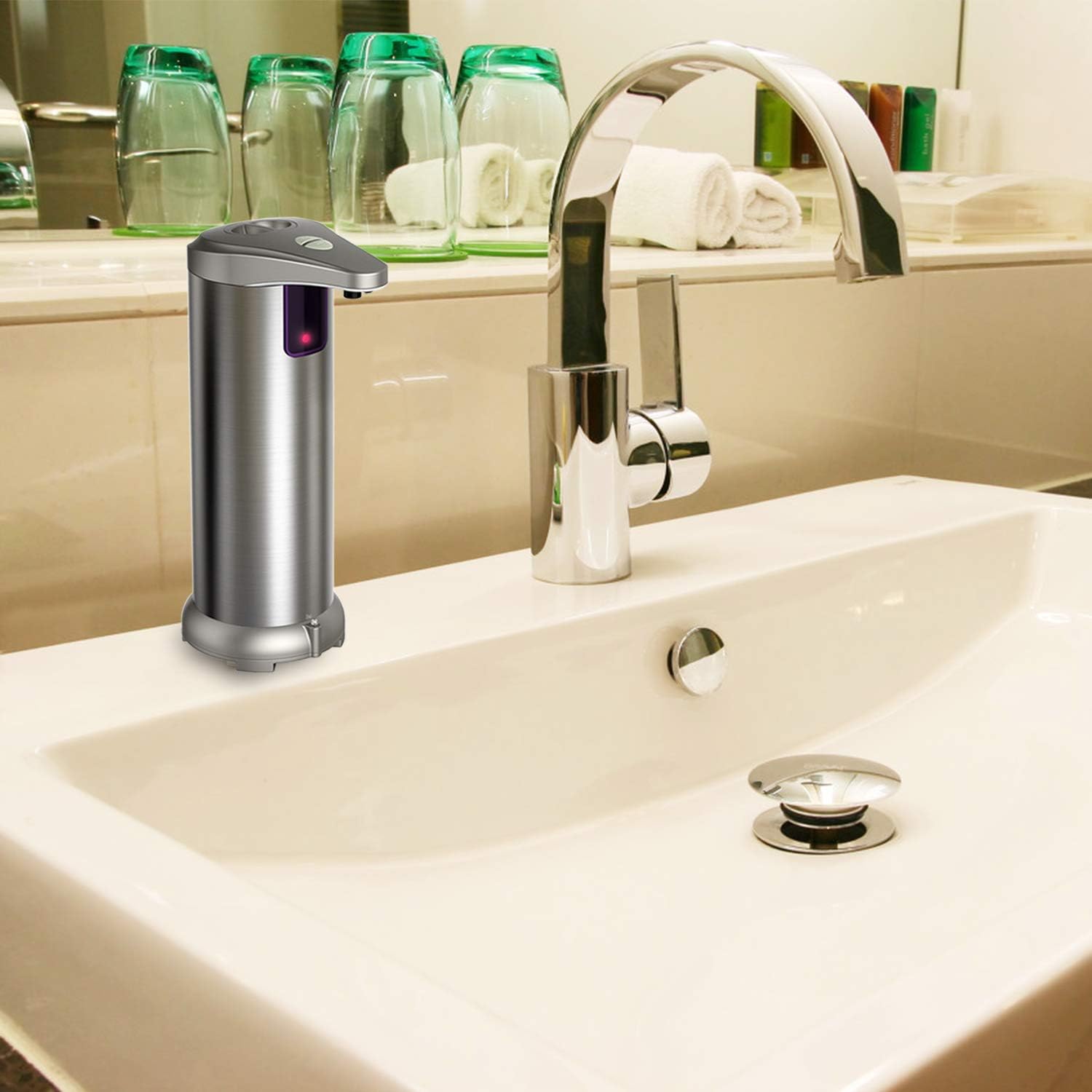slicillo Electric Soap Dispenser, Newest Infrared Automatic Soap Dispenser, Stainless Steel Touchless Auto Hand Soap Dispenser with Waterproof Base for Bathroom Kitchen Hotel Restaurant: Home & Kitchen